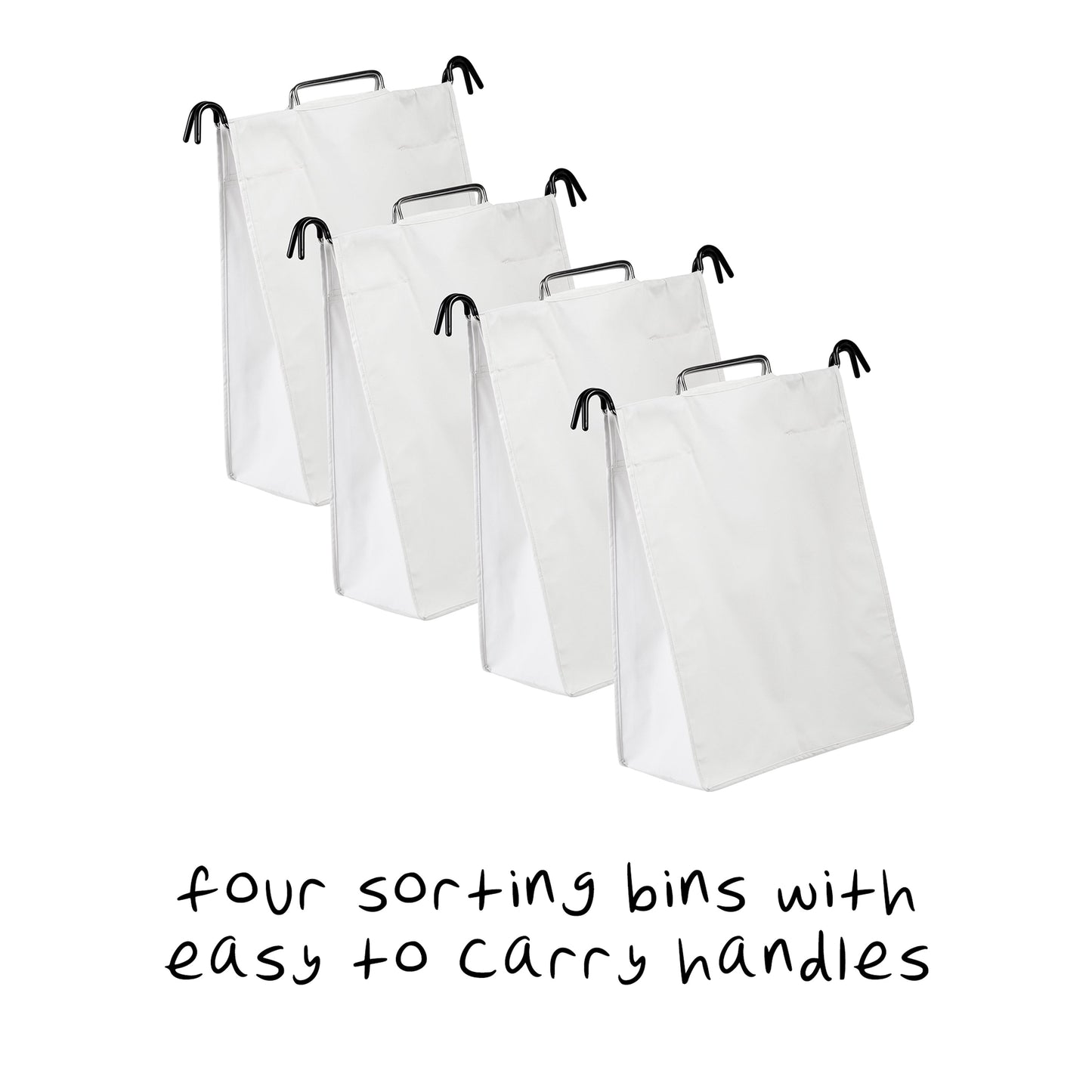 White/Chrome 4-Bag Rolling Laundry Sorter
