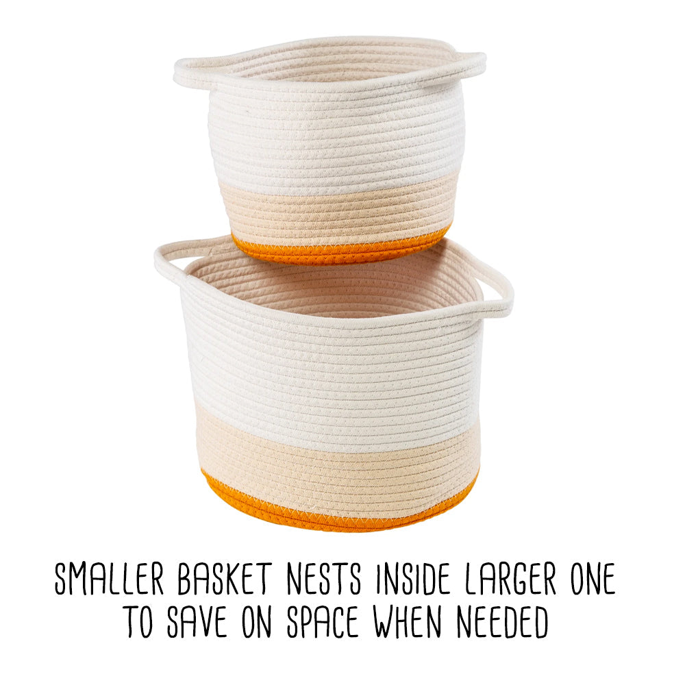 Yellow/White Ombré Cotton Rope Nesting Basket (Set of 2)