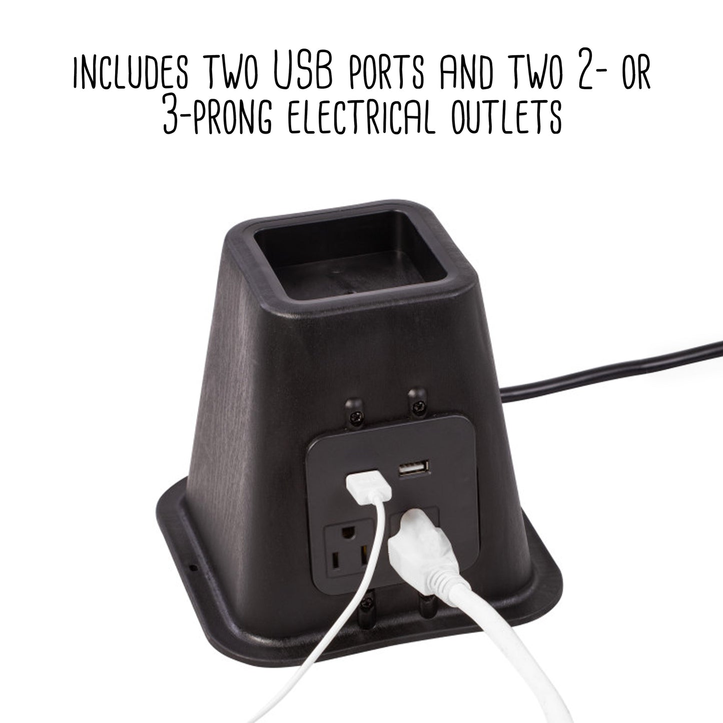 Black 5.5" Bed Risers with Power Outlets & USB Ports (Set of 4)