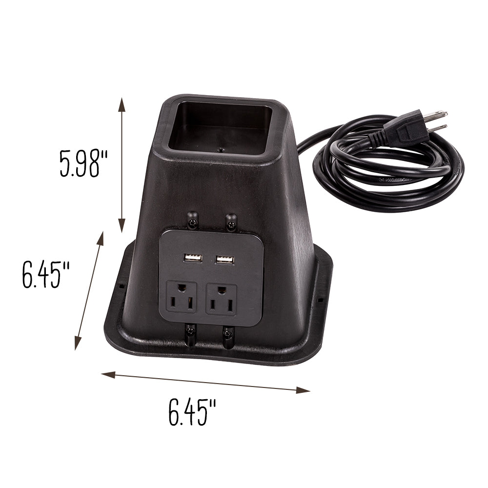 Black 5.5" Bed Risers with Power Outlets & USB Ports (Set of 4)