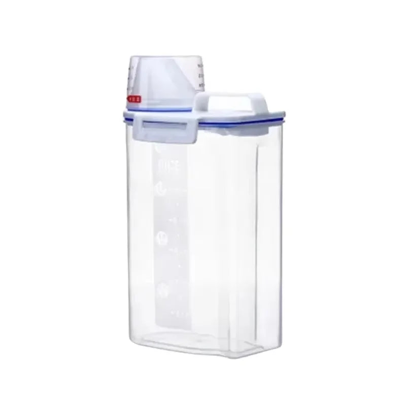 1pc Rice And Grains Food Storage Canister With Measuring Cup, Kitchen Moisture-proof And Insect-proof Dust-proof Sealed Canister