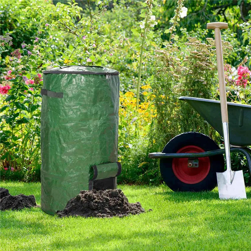 2X Compost Bin Bag, Fermentation Sealable Compost Bucket Garden Leaf Waste Compost Bag-A78G