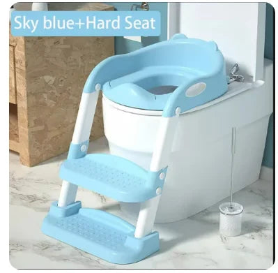 Kid's Potty Training Step Stools Toilet Folding Ladder Baby Seat Urinal Chair with Adjustable Step Stool Ladder Comfortable Safe