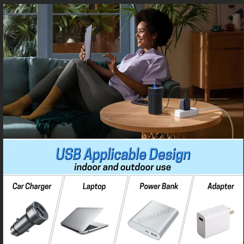 Car Diffuser Flame Humidifier Essential Oil Aroma Aromatherapy Diffuser Auto Air Purifier Air Freshener With LED Light
