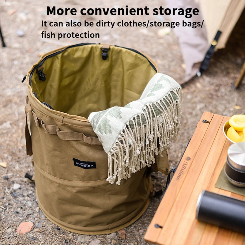 Black/Brown/Army green/Camo optional spring storage bag Large capacity wear-resistant storage bucket with storage buckle