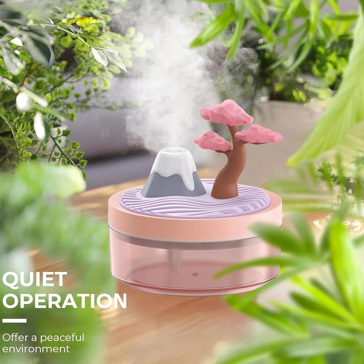 Mini Portable Desktop Humidifiers with Cherry Tree Quiet Cool Mist Auto Off Night Light Air Humidifier Home Office Travel