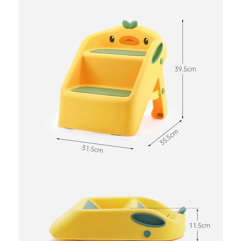 Kids Bathroom Step Stool - Anti-Slip Toddler Footstool for Sink & Toilet Sturdy Plastic with Wide Platform