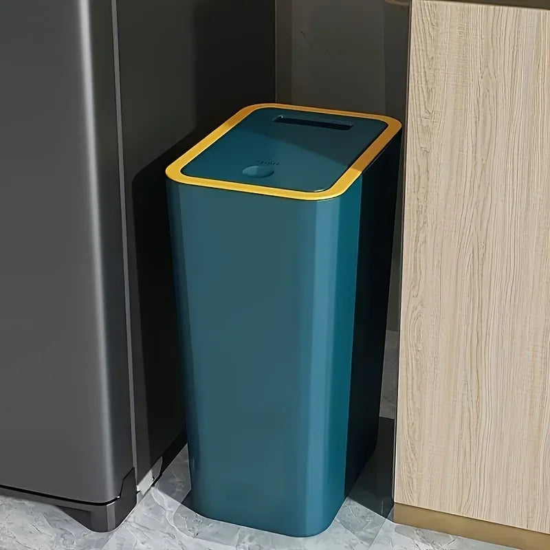 10L Odor Proof Trash Can with One-Touch Modern Design Durable Plastic Bathroom Kitchen Bin Space Saving Leakproof