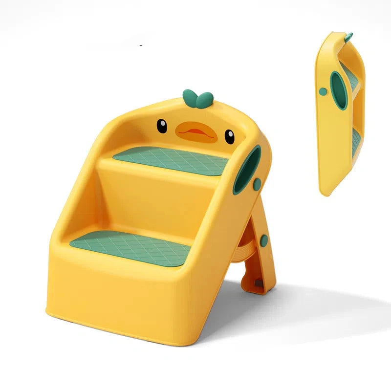Kids Bathroom Step Stool - Anti-Slip Toddler Footstool for Sink & Toilet Sturdy Plastic with Wide Platform