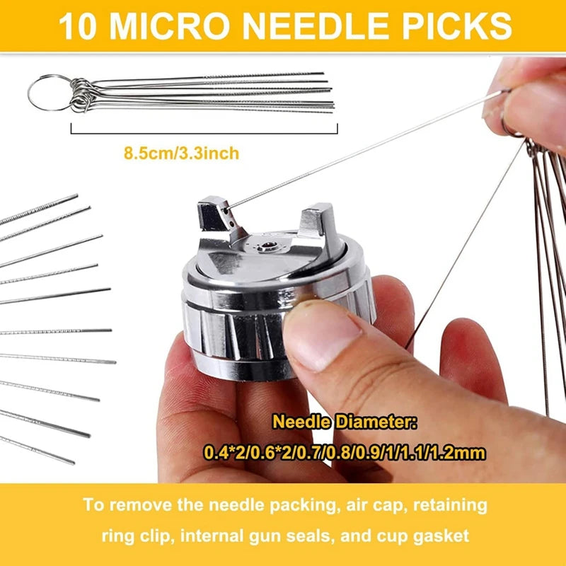 B-T Sprayer Cleaning Kit 17 Pcs Multi-Purpose Paint-Gun Brush Cleaner Tool With Nylon Mini Tube Brushes And Needles