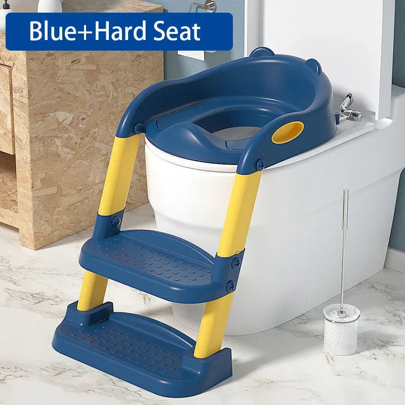 Kid's Potty Training Step Stools Toilet Folding Ladder Baby Seat Urinal Chair with Adjustable Step Stool Ladder Comfortable Safe