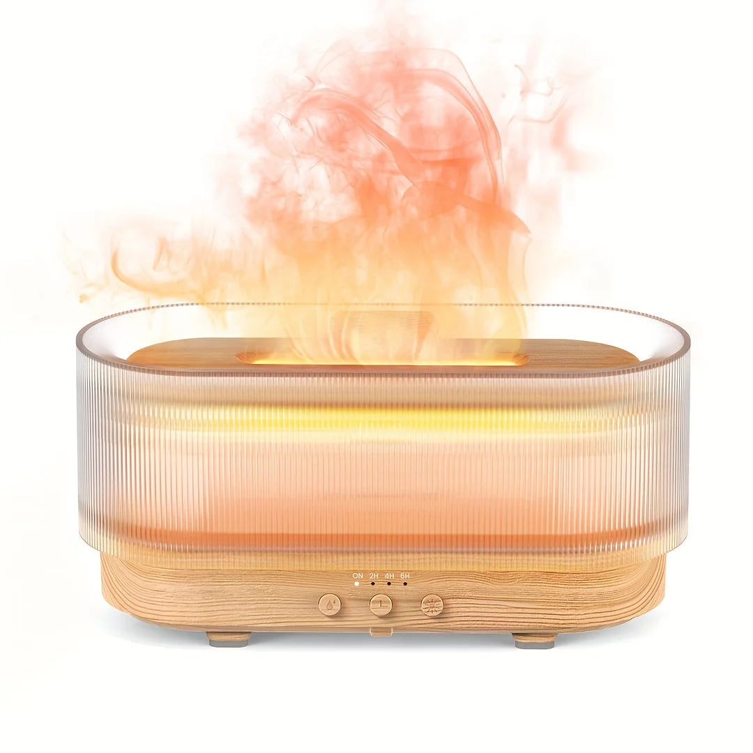 Sejoy Humidifier 300ml 6 Colors Mood Simulation Flame Light Aromatherapy Diffuser Super Quiet Auto Shut-Off Bedrooms Offices Liv