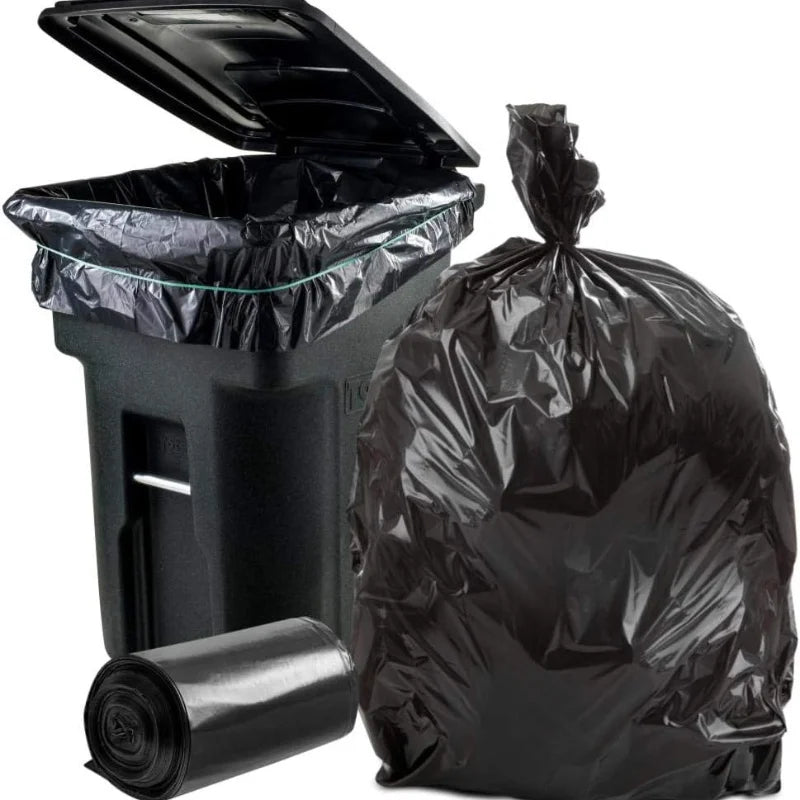 64-65 Gallon Trash Can Liners for 1.2 Mil │ Black Heavy Duty Garbage Bags/Rolls/50in” x 60in” (25Count)