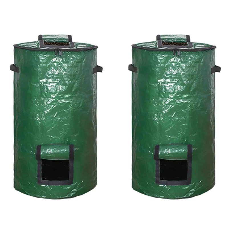 2X Compost Bin Bag, Fermentation Sealable Compost Bucket Garden Leaf Waste Compost Bag-A78G
