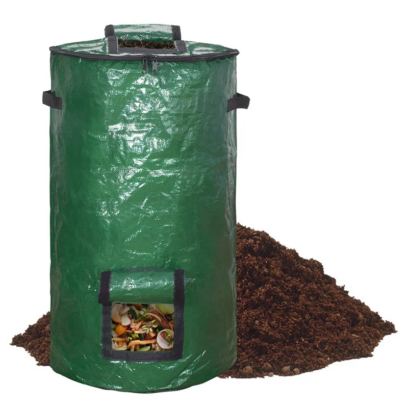 2X Compost Bin Bag, Fermentation Sealable Compost Bucket Garden Leaf Waste Compost Bag-A78G