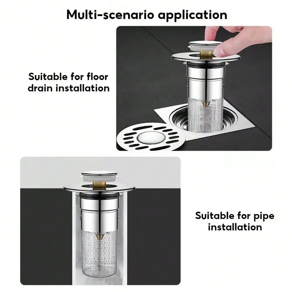 2Pcs Bathroom Sink Stopper,Universal Replacement Up Stainless Steel Sink Drain Filter with Hair Catcher,1.1-1.45Inch