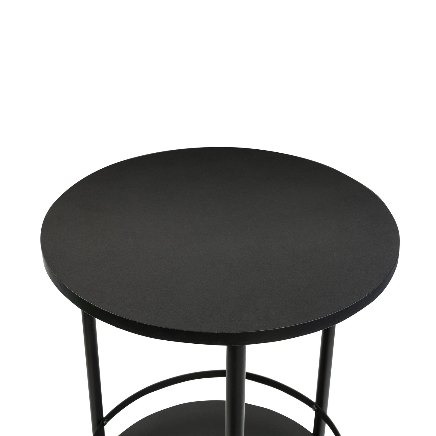 Black 2-Tier Round Side Table