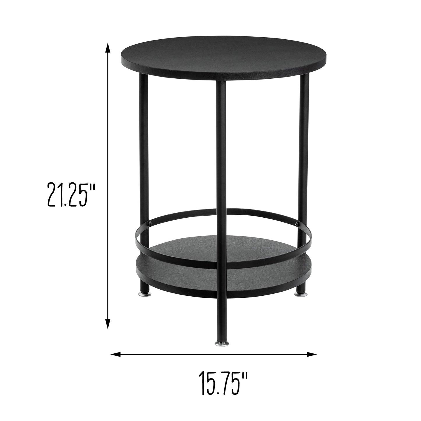 Black 2-Tier Round Side Table