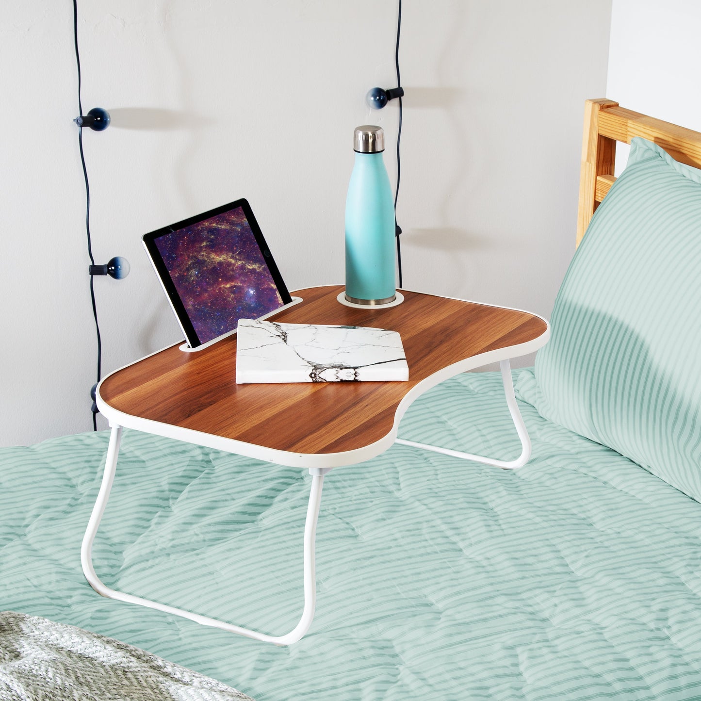 White/Faux Walnut Folding Lap Desk