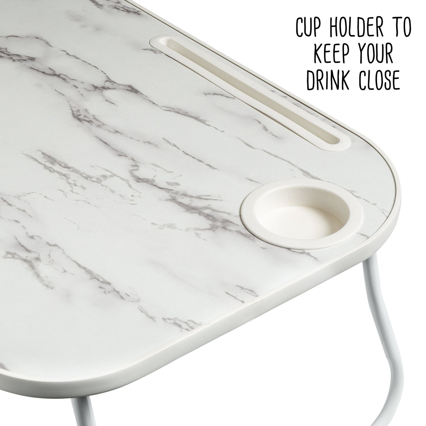 White/Faux White Marble Folding Lap Desk