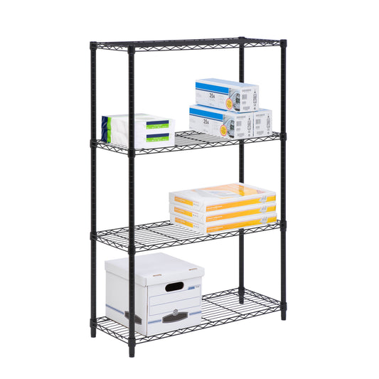 Black 4-Tier Adjustable Shelving Unit with 350-lb Shelf Capacity