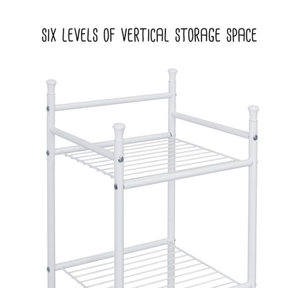 White 6-Tier Bath Storage Shelving Unit