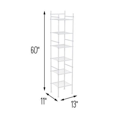 White 6-Tier Bath Storage Shelving Unit