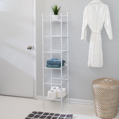 White 6-Tier Bath Storage Shelving Unit