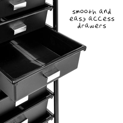Black 10-Drawer Rolling Storage Cart