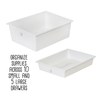 15-Drawer Metal Rolling Storage Cart, White