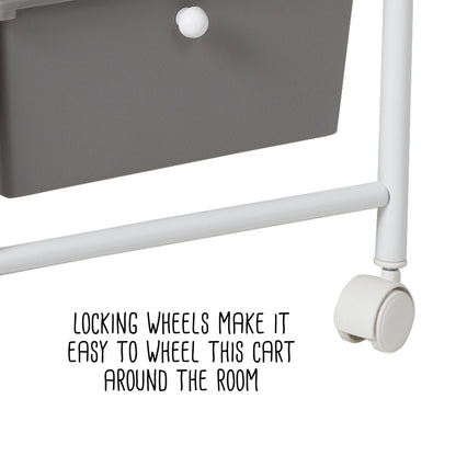White/Gray Plastic 8-Drawer Storage Cart