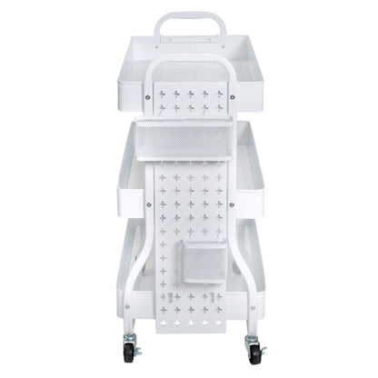 White Steel Rolling 2-in-1 Craft Storage Cart