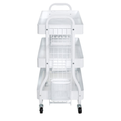 White Steel Rolling 2-in-1 Craft Storage Cart