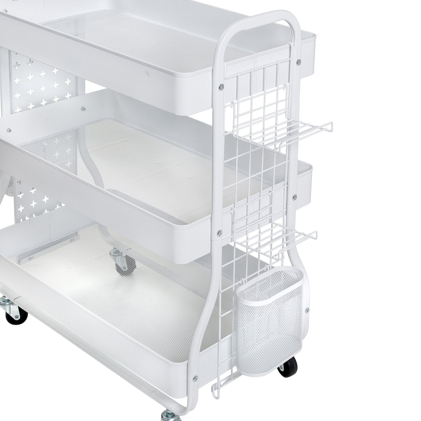 White Steel Rolling 2-in-1 Craft Storage Cart