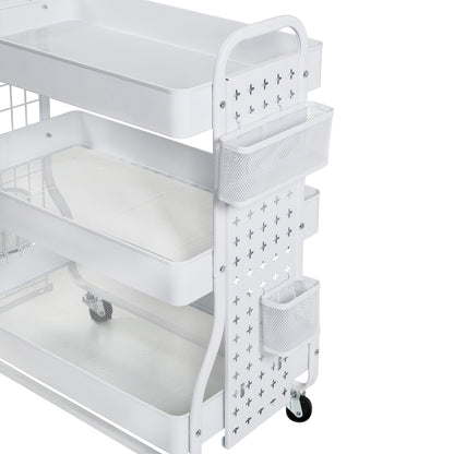 White Steel Rolling 2-in-1 Craft Storage Cart