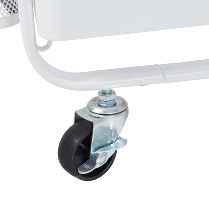 White Steel Rolling 2-in-1 Craft Storage Cart