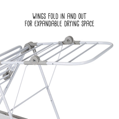 White Narrow Folding Wing Clothes Drying Rack