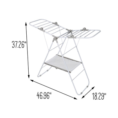White Narrow Folding Wing Clothes Drying Rack