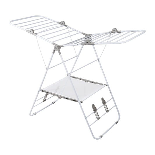 White Large Expandable and Folding Wing Drying Rack