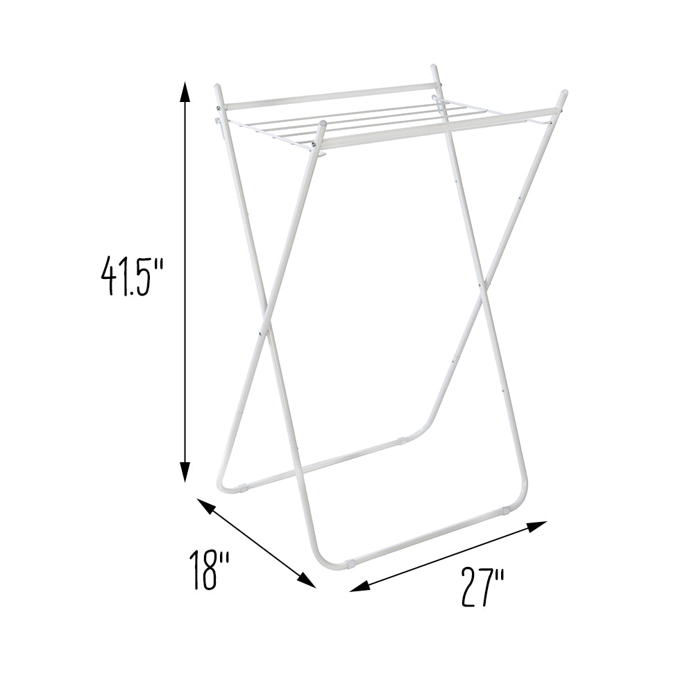 White Metal Collapsible Clothes Drying Rack