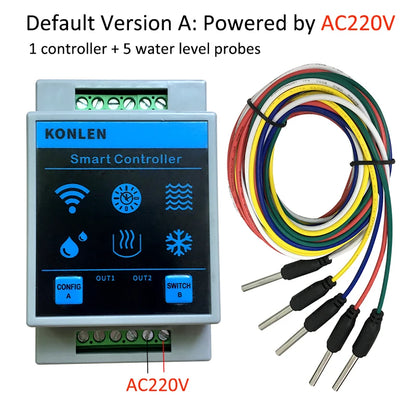 KONLEN Tuya Water Level Sensor WIFI Smart Home Leakage Flood Alarm Controller Meter Pool Vape Tank Flow Detector Leak Protection