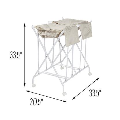 White/Natural 2-Bag No Bend Rolling Bounce Back Hamper