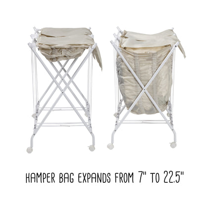 White/Natural 2-Bag No Bend Rolling Bounce Back Hamper