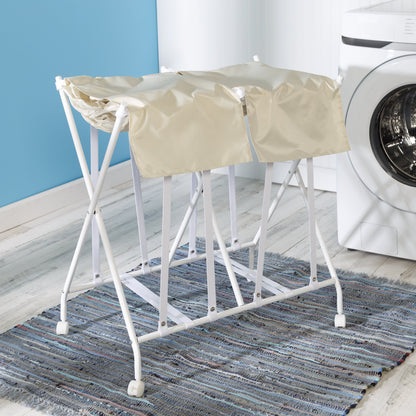 White/Natural 2-Bag No Bend Rolling Bounce Back Hamper