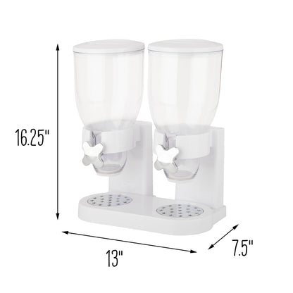 Zevro White Double 17.5 oz. Cereal Dispenser