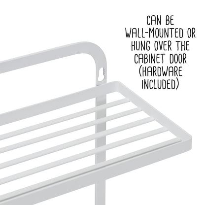 White Steel Hanging Spice Rack with Paper Towel Holder