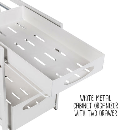 White Metal 2-Drawer Cabinet Organizer