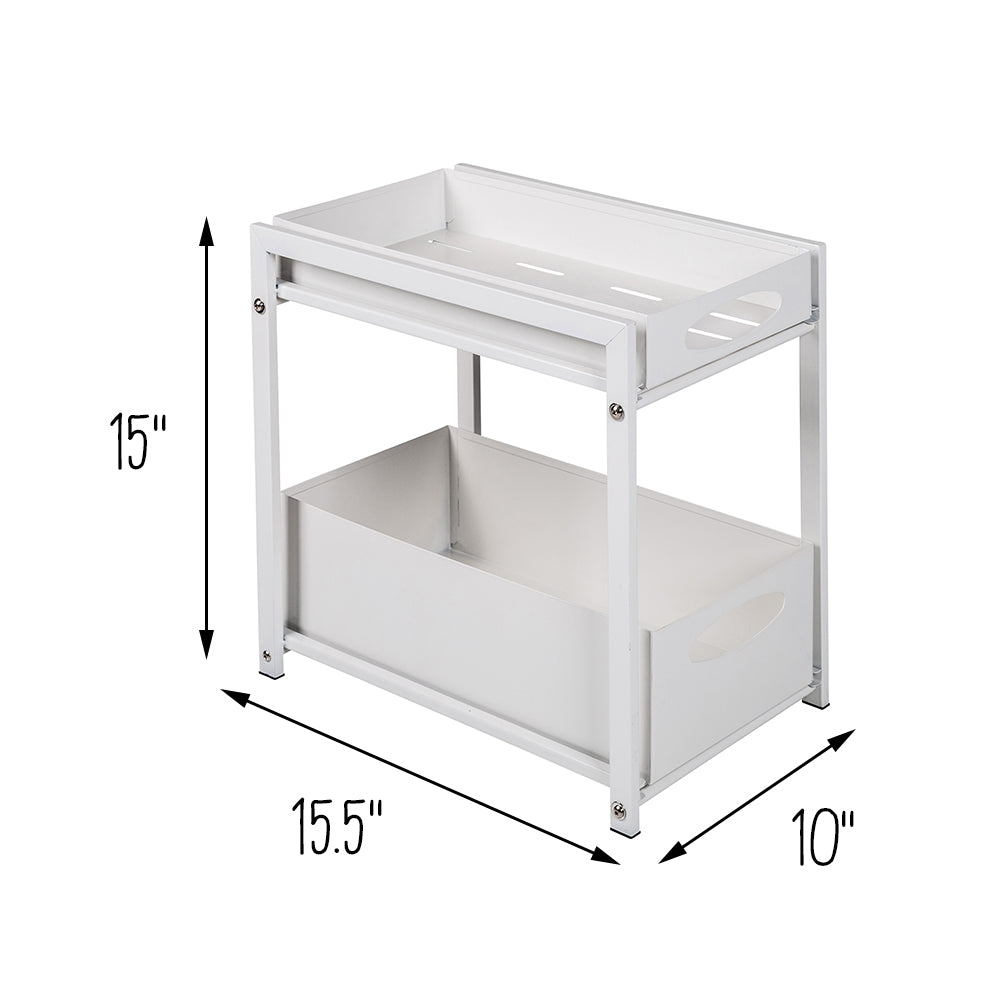 White Metal 2-Drawer Cabinet Organizer