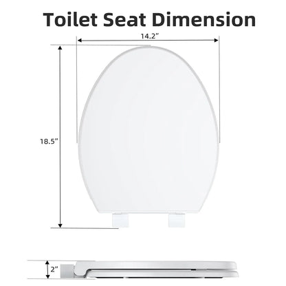 17"/19" Elongated Round White Toilet Seat, Slow Soft Close Magnets Down Lock Quick Release, Quick Top Mount Toilet Seat