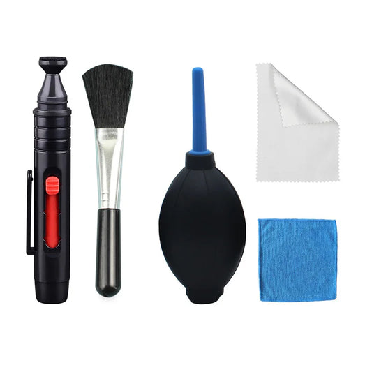5pcs Camera Cleaner Kit Air Blower+Lens Brushes+Cleaning Pen+Cleaning Cloth for Camera Lenses & Filters Sensor Screen LCD